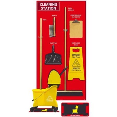 NMC National Marker Cleaning Station Shadow Board, Combo Kit, Red/Black, 72 X 36, Aluminum SBK144AL